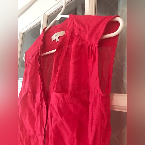 LOFT size XS sleeveless dark pink button up blouse for dressy or casual days EUC - Picture 5 of 5